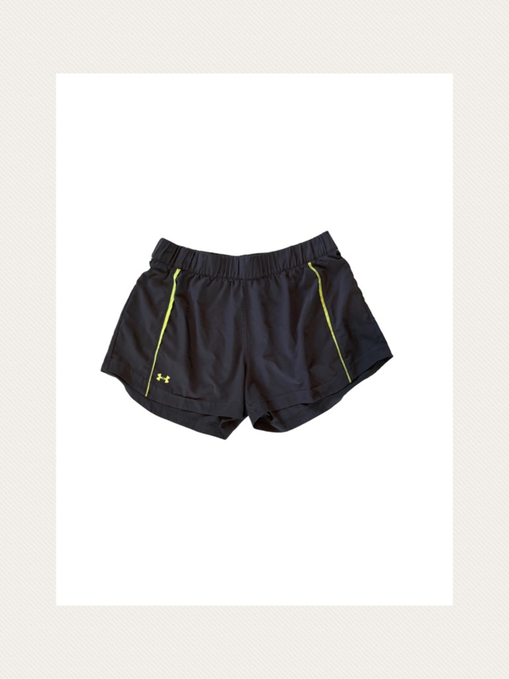 Under Armour Black Women’s Athletic Shorts with Neon Yellow Piping